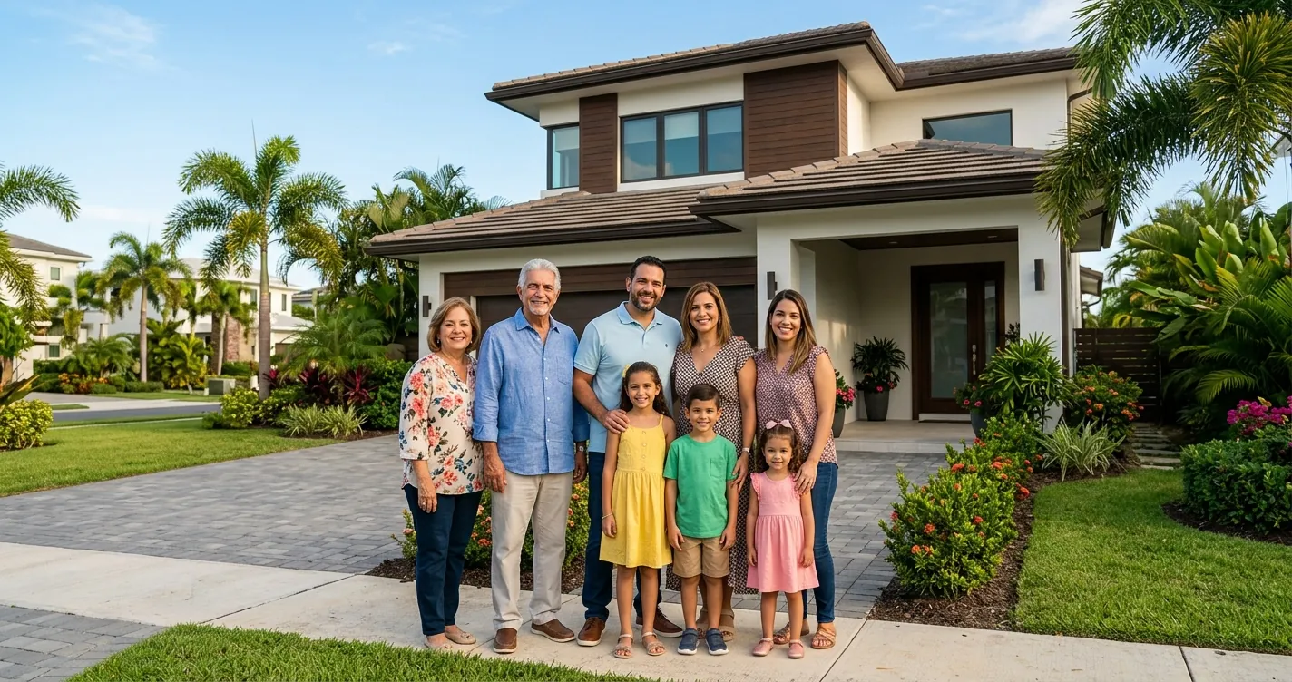 Mejores seguros de vida en Puerto Rico - Familia protegida frente a su hogar en PR