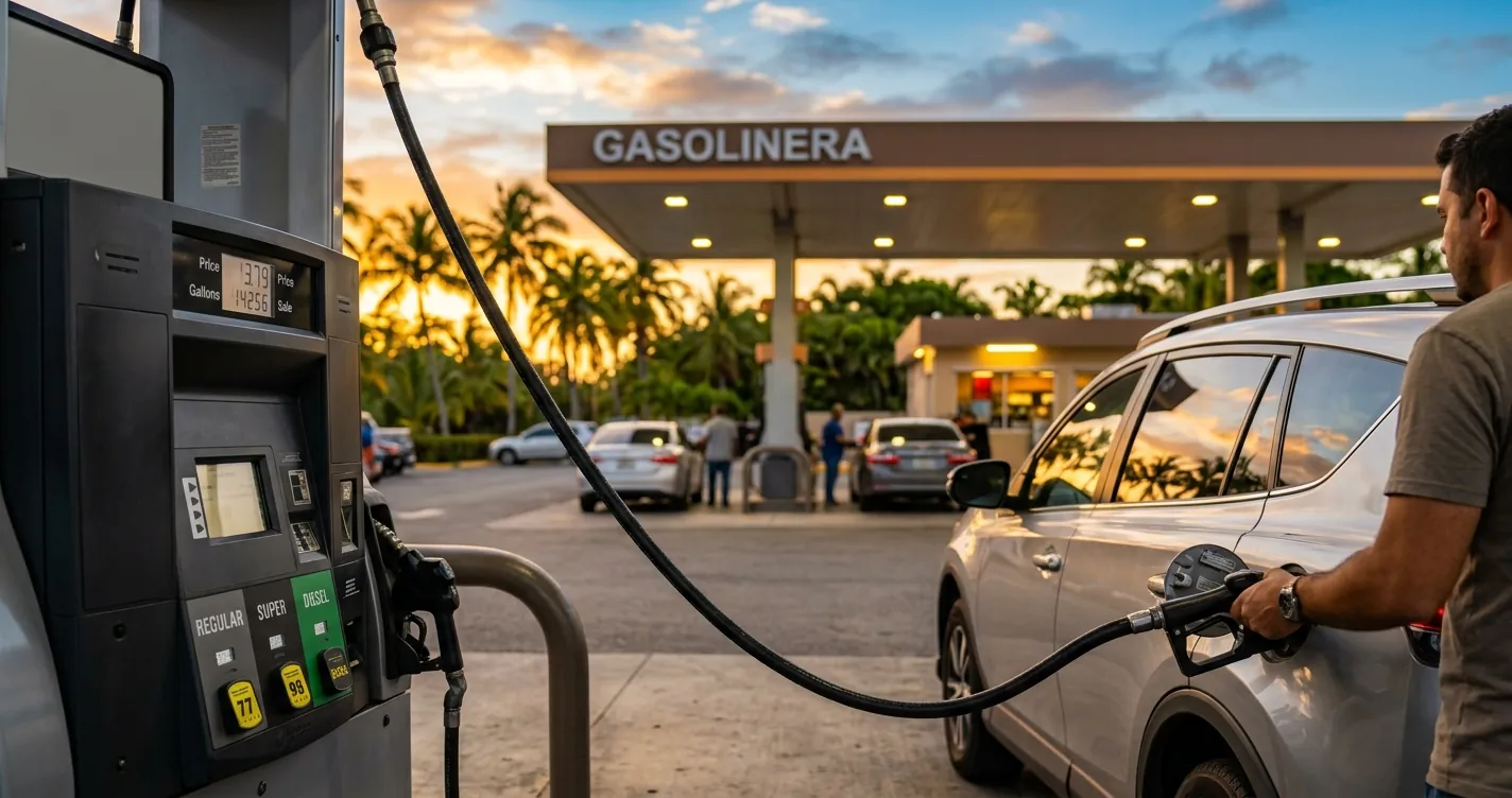 Precios de gasolina en Puerto Rico - Bomba de combustible en gasolinera local