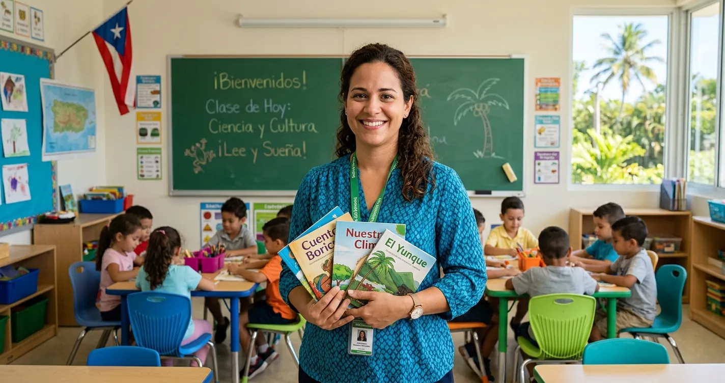 Ley de retiro para maestros en Puerto Rico - maestra puertorriqueña en aula del Departamento de Educación