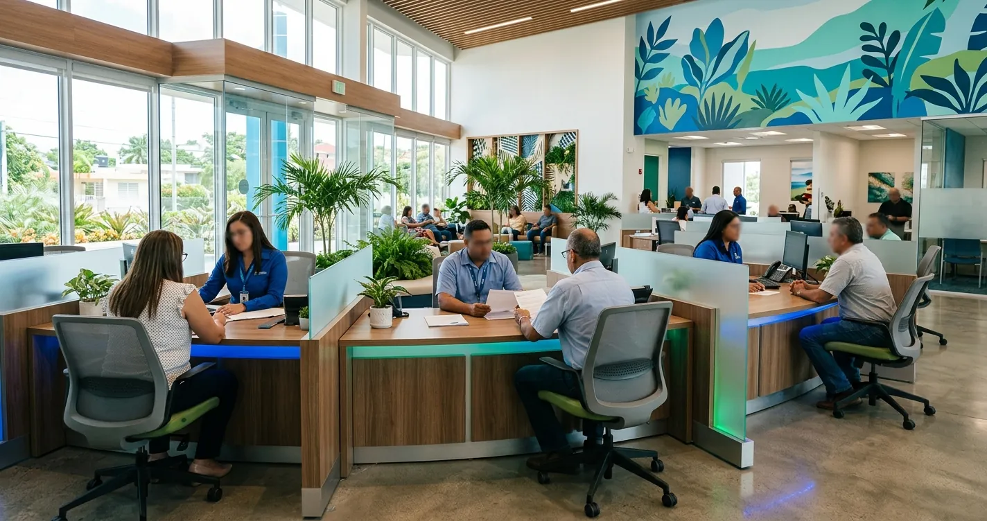 Cooperativas de ahorro en Puerto Rico - interior de una cooperativa de ahorro y crédito