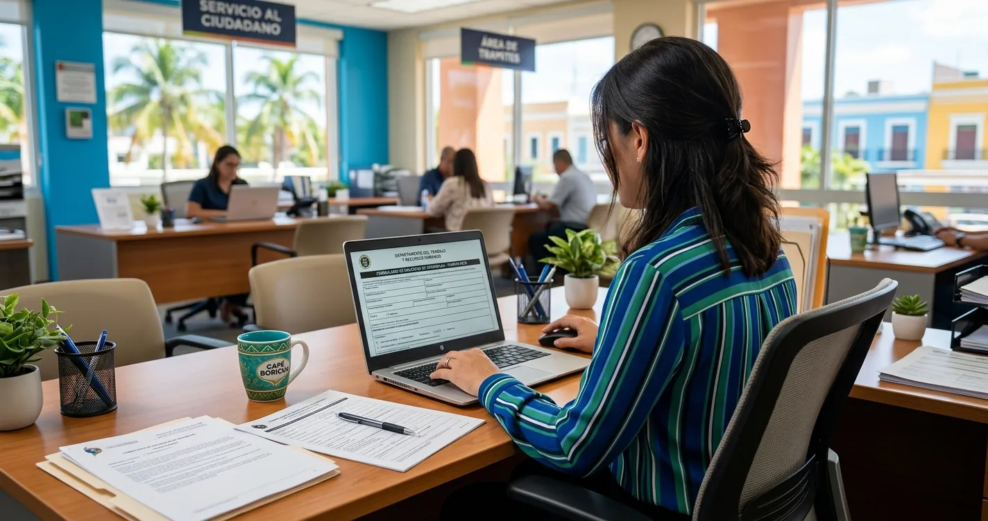 Persona solicitando desempleo en Puerto Rico en línea ante el Departamento del Trabajo