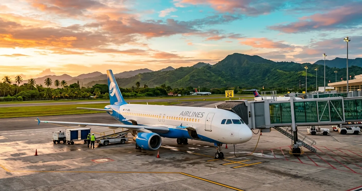Número de teléfono de JetBlue en Puerto Rico: avión en la puerta de embarque del aeropuerto de San Juan