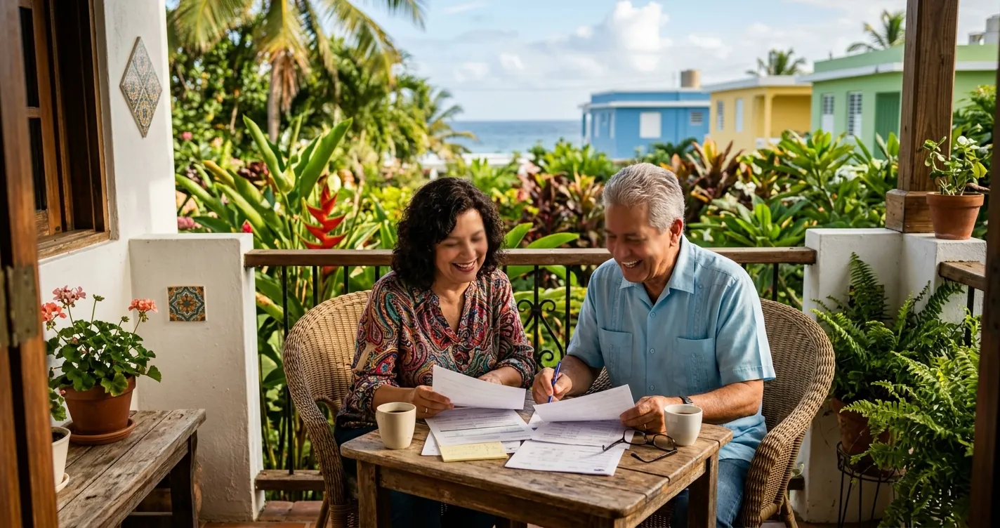 Ayudas económicas para envejecientes en Puerto Rico - Adultos mayores revisando documentos de programas de asistencia