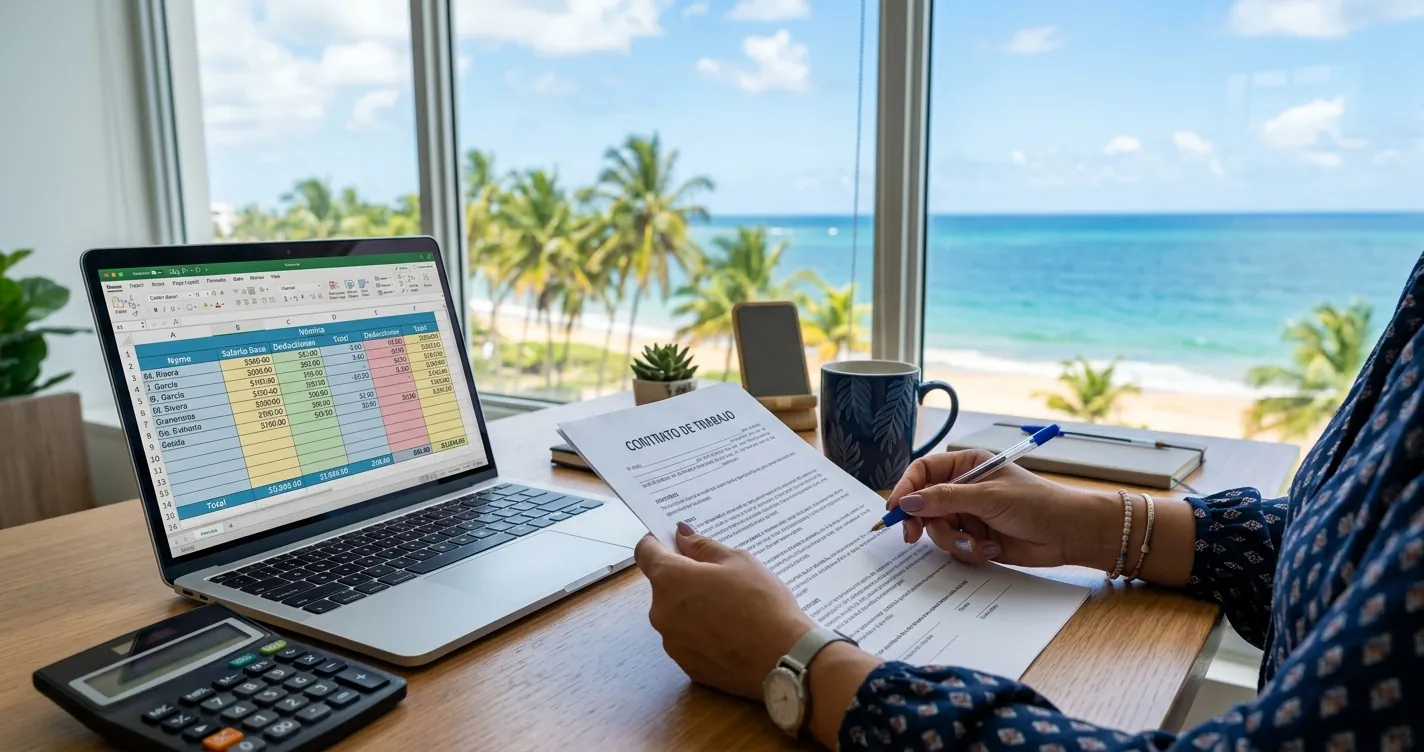 Ley de empleados exentos en Puerto Rico - Revisión de contrato de empleo y nómina en una oficina